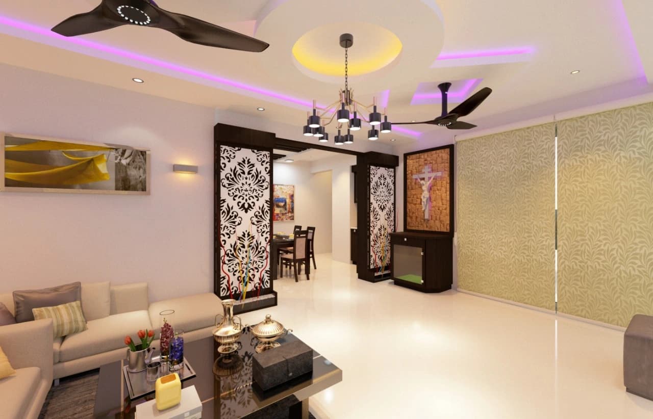 Luxury Living with Decorative Ceiling